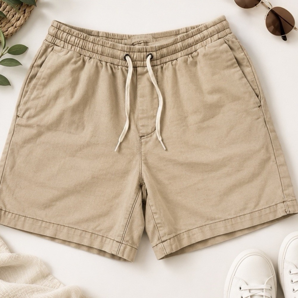 PacSun Volley Shorts Mens Small Beige Drawstring Elastic Waist Casual Summer